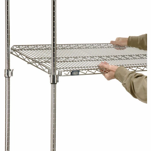 Nexel® Chrome, 4 Tier, Quick Adjust, Wire Shelving Starter Unit, 36"W x 24"D x 74"H 6 Nexel® Chrome, 4 Tier, Quick Adjust, Wire Shelving Starter Unit, 36"W x 24"D x 74"H - Image 6