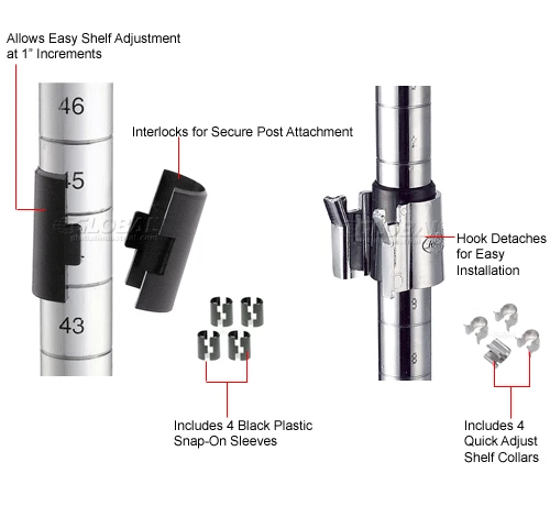 Nexel® E-Z Adjust Shelf 72x18 with Clips & 4 Hooks 19 Nexel® E-Z Adjust Shelf 72x18 with Clips & 4 Hooks - Image 19