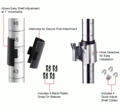 Nexel® E-Z Adjust Shelf 36x18 with Clips & 4 Hooks -Shelving Sales Store 580599 3wco 2