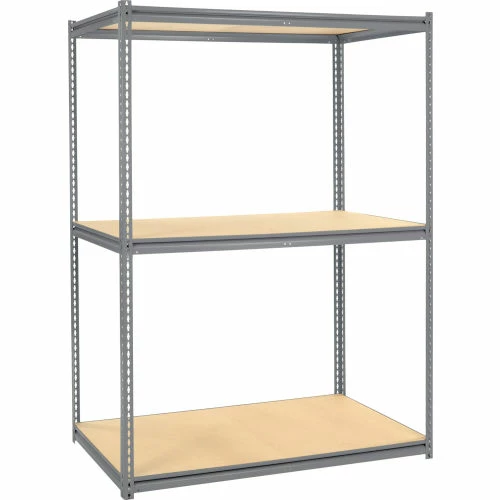 Global Industrial High Cap. Starter Rack 60Wx36Dx96H 3 Levels Wood Deck 1300lb Per Shelf GRY 2 Global Industrial High Cap. Starter Rack 60Wx36Dx96H 3 Levels Wood Deck 1300lb Per Shelf GRY - Image 2