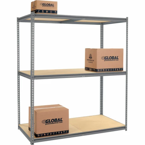 Global Industrial High Cap. Starter Rack 72Wx48Dx84H 3 Levels Wood Deck 1000lb Per Shelf GRY 1 Global Industrial High Cap. Starter Rack 72Wx48Dx84H 3 Levels Wood Deck 1000lb Per Shelf GRY