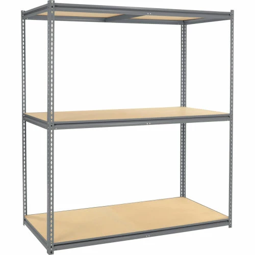 Global Industrial High Cap. Starter Rack 72Wx48Dx84H 3 Levels Wood Deck 1000lb Per Shelf GRY 2 Global Industrial High Cap. Starter Rack 72Wx48Dx84H 3 Levels Wood Deck 1000lb Per Shelf GRY - Image 2