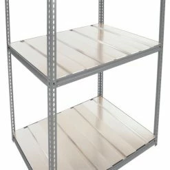 Global Industrial High Cap. Starter Rack 48Wx24Dx84H 3 Level Steel Deck 1500lb Per Shelf GRY -Shelving Sales Store 580903GY 02