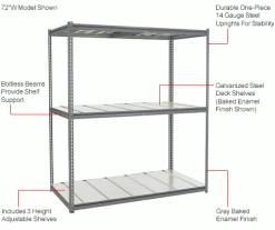 Global Industrial High Cap. Starter Rack 72Wx48Dx84H 3 Level Steel Deck 1000lb Per Shelf GRY 29 Global Industrial High Cap. Starter Rack 72Wx48Dx84H 3 Level Steel Deck 1000lb Per Shelf GRY -Shelving Sales Store 580910GYIN 1wco