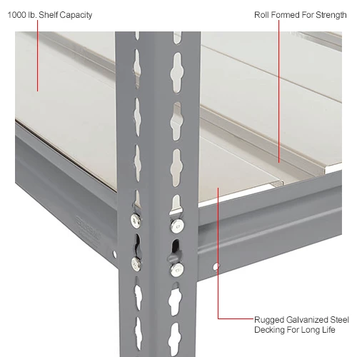 Global Industrial High Cap. Starter Rack 72Wx48Dx84H 3 Level Steel Deck 1000lb Per Shelf GRY 15 Global Industrial High Cap. Starter Rack 72Wx48Dx84H 3 Level Steel Deck 1000lb Per Shelf GRY - Image 15