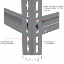 Global Industrial High Cap. Starter Rack 72Wx48Dx84H 3 Level Steel Deck 1000lb Per Shelf GRY 31 Global Industrial High Cap. Starter Rack 72Wx48Dx84H 3 Level Steel Deck 1000lb Per Shelf GRY -Shelving Sales Store 580910GYIN 3wco