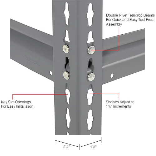 Global Industrial High Cap. Starter Rack 72Wx48Dx84H 3 Level Steel Deck 1000lb Per Shelf GRY 16 Global Industrial High Cap. Starter Rack 72Wx48Dx84H 3 Level Steel Deck 1000lb Per Shelf GRY - Image 16