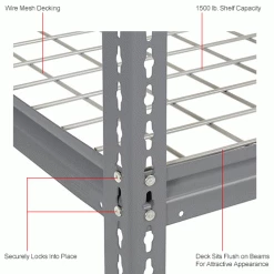 Global Industrial High Cap. Starter Rack 48Wx48Dx84H 3 Levels Wire Deck 1500lb Per Shelf GRY -Shelving Sales Store 580916GYIN 2wco
