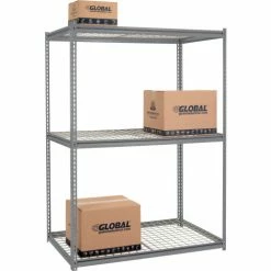 Global Industrial High Cap. Starter Rack 60Wx36Dx84H 3 Levels Wire Deck 1300lb Per Shelf GRY