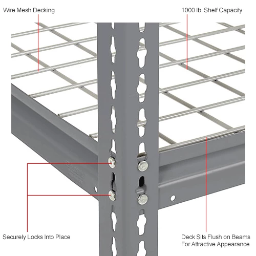 Global Industrial High Cap. Starter Rack 72'Wx48Dx84H 3 Levels Wire Deck 1000lb Per Shelf GRY 15 Global Industrial High Cap. Starter Rack 72'Wx48Dx84H 3 Levels Wire Deck 1000lb Per Shelf GRY - Image 15
