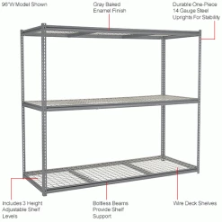 Global Industrial High Capacity Starter Rack 96x24x843 Levels Wire Deck 800lb Per Shelf GRY 29 Global Industrial High Capacity Starter Rack 96x24x843 Levels Wire Deck 800lb Per Shelf GRY -Shelving Sales Store 580923GYIN 1wco