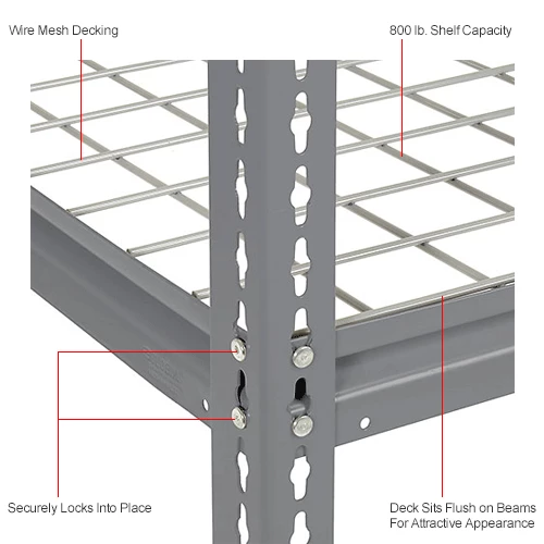 Global Industrial High Capacity Starter Rack 96x24x843 Levels Wire Deck 800lb Per Shelf GRY 15 Global Industrial High Capacity Starter Rack 96x24x843 Levels Wire Deck 800lb Per Shelf GRY - Image 15