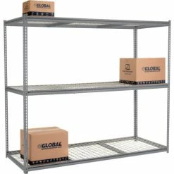 Global Industrial High Cap. Starter Rack 96Wx24Dx96H 3 Levels Wire Deck 800lb Per Shel Gray