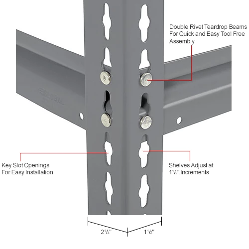 Global Industrial High Cap. Starter Rack 60Wx36Dx96H 3 Levels Wood Deck 1300lb Per Shelf GRY 15 Global Industrial High Cap. Starter Rack 60Wx36Dx96H 3 Levels Wood Deck 1300lb Per Shelf GRY - Image 15