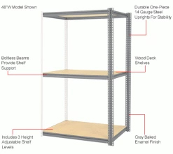 Global Industrial High Cap. Add-On Rack 48Wx36Dx84H 3 Levels Wood Deck 1500 Lb. Per Level GRY 30 Global Industrial High Cap. Add-On Rack 48Wx36Dx84H 3 Levels Wood Deck 1500 Lb. Per Level GRY -Shelving Sales Store 580999GYIN 1wco