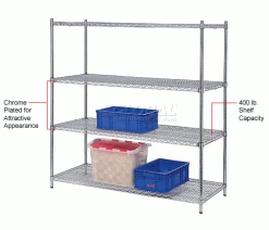 Nexel® S1860AC Chrome Quick Adjust Wire Shelf 60"W x 18"D -Shelving Sales Store 580CP26 5wco 5