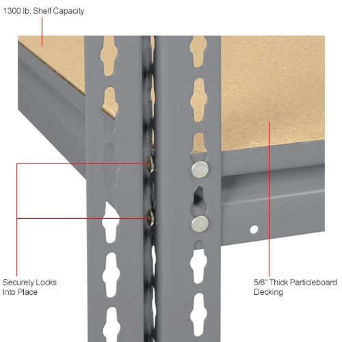 Global Industrial High Cap. Add-On Rack 60Wx24Dx84H 3 Levels Wood Deck 1300 Lb. Per Level GRY 15 Global Industrial High Cap. Add-On Rack 60Wx24Dx84H 3 Levels Wood Deck 1300 Lb. Per Level GRY - Image 15