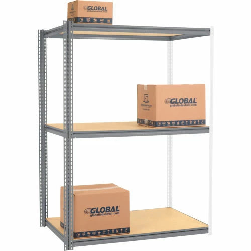 Global Industrial High Cap. Add-On Rack 60Wx24Dx84H 3 Levels Wood Deck 1300 Lb. Per Level GRY 2 Global Industrial High Cap. Add-On Rack 60Wx24Dx84H 3 Levels Wood Deck 1300 Lb. Per Level GRY - Image 2