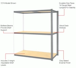 Global Industrial™ High Cap. Add-On Rack 72Wx36Dx84H 3 Levels Wood Deck 1000 Lb. Per Level GRY -Shelving Sales Store 581005GYIN 1wco