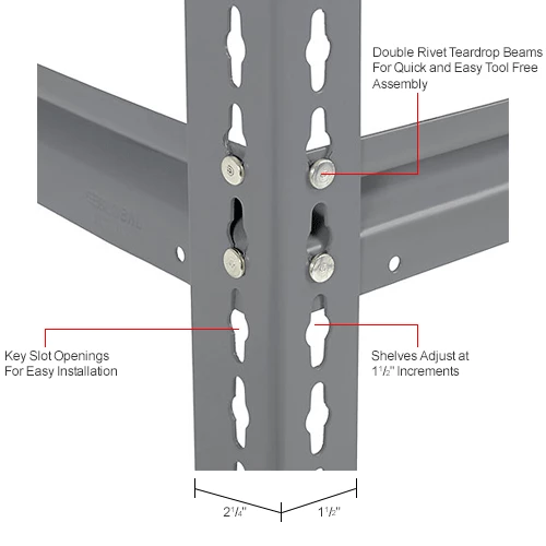 Global Industrial High Capacity Add-On Rack 96x36x843 Levels Wood Deck 800 Lb Per Level GRY 16 Global Industrial High Capacity Add-On Rack 96x36x843 Levels Wood Deck 800 Lb Per Level GRY - Image 16
