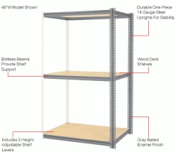 Global Industrial High Cap. Add-On Rack 48Wx24Dx60H 3 Levels Wood Deck 1500 Lb. Per Level GRY 30 Global Industrial High Cap. Add-On Rack 48Wx24Dx60H 3 Levels Wood Deck 1500 Lb. Per Level GRY -Shelving Sales Store 581034GYIN 1wco