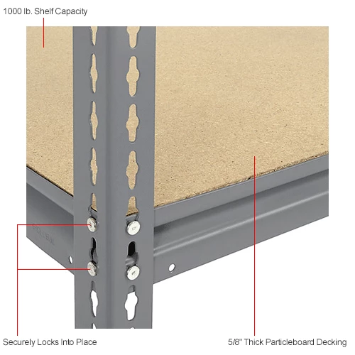 Global Industrial High Cap. Add-On Rack 48Wx48Dx60H 3 Levels Wood Deck 1500 Lb. Per Level GRY 15 Global Industrial High Cap. Add-On Rack 48Wx48Dx60H 3 Levels Wood Deck 1500 Lb. Per Level GRY - Image 15