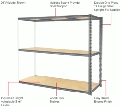 Global Industrial High Capacity Add-On Rack 96x48x60 Levels Wood Deck 800 Lb Per Level GRY 29 Global Industrial High Capacity Add-On Rack 96x48x60 Levels Wood Deck 800 Lb Per Level GRY -Shelving Sales Store 581045GYIN 1wco