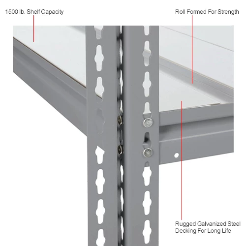 Global Industrial High Cap. Add-On Rack 48Wx48Dx60H 3 Levels Steel Deck 1500lb Per Level GRY 15 Global Industrial High Cap. Add-On Rack 48Wx48Dx60H 3 Levels Steel Deck 1500lb Per Level GRY - Image 15