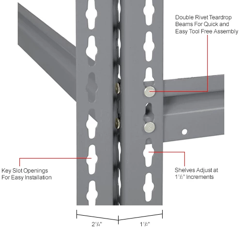 Global Industrial High Cap. Add-On Rack 48Wx48Dx60H 3 Levels Steel Deck 1500lb Per Level GRY 16 Global Industrial High Cap. Add-On Rack 48Wx48Dx60H 3 Levels Steel Deck 1500lb Per Level GRY - Image 16