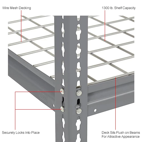 Global Industrial High Cap. Add-On Rack 60Wx24Dx60H 3 Levels Wire Deck 1300 Lb. Per Level GRY 15 Global Industrial High Cap. Add-On Rack 60Wx24Dx60H 3 Levels Wire Deck 1300 Lb. Per Level GRY - Image 15