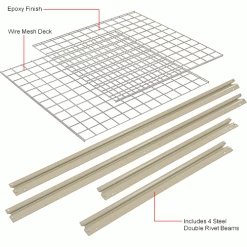 Global Industrial™ Additional Level For 60"W x 24"D High Capacity Rack Wire Deck - Tan -Shelving Sales Store 581097IN 1wco