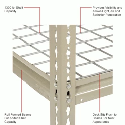 Global Industrial™ Additional Level For 60"W x 24"D High Capacity Rack Wire Deck - Tan -Shelving Sales Store 581097IN 2wco