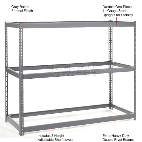 Global Industrial Wide Span Rack 72"Wx24"Dx84"H W/ 3 Shelves No Deck 750 Lb Capacity Per Level 6 Global Industrial Wide Span Rack 72"Wx24"Dx84"H W/ 3 Shelves No Deck 750 Lb Capacity Per Level - Image 6