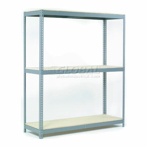 Global Industrial Wide Span Rack 60Wx24Dx96H, 3 Shelves Wood Deck 1200 Lb Cap. Per Level, Gray 3 Global Industrial Wide Span Rack 60Wx24Dx96H, 3 Shelves Wood Deck 1200 Lb Cap. Per Level, Gray - Image 3