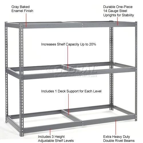 Global Industrial Wide Span Rack 72Wx24Dx84H, 3 Shelves No Deck 900 Lb Cap. Per Level, Gray 7 Global Industrial Wide Span Rack 72Wx24Dx84H, 3 Shelves No Deck 900 Lb Cap. Per Level, Gray - Image 7