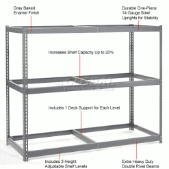 Global Industrial Wide Span Rack 60Wx36Dx96H, 3 Shelves No Deck 1200 Lb Cap. Per Level, Gray 17 Global Industrial Wide Span Rack 60Wx36Dx96H, 3 Shelves No Deck 1200 Lb Cap. Per Level, Gray -Shelving Sales Store 600220 1wco