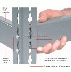 Global Industrial Wide Span Rack 96"W x 24"D x 84"H With 3 Shelves No Deck 800 Lb Capacity Per Level - Gray 18 Global Industrial Wide Span Rack 96"W x 24"D x 84"H With 3 Shelves No Deck 800 Lb Capacity Per Level - Gray -Shelving Sales Store 600231 2wco