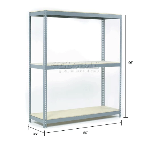 Global Industrial Wide Span Rack 60Wx36Dx96H, 3 Shelves Wood Deck 1200 Lb Cap. Per Level, Gray 14 Global Industrial Wide Span Rack 60Wx36Dx96H, 3 Shelves Wood Deck 1200 Lb Cap. Per Level, Gray - Image 14