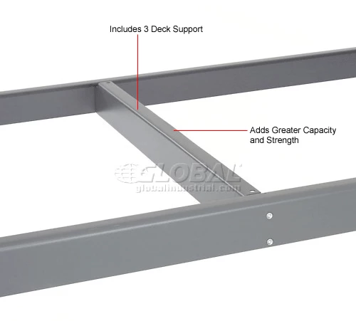 Global Industrial Additional Level For Wide Span Rack 96"W x 48"D Wood Deck 800 Lb Capacity - Gray 9 Global Industrial Additional Level For Wide Span Rack 96"W x 48"D Wood Deck 800 Lb Capacity - Gray - Image 9