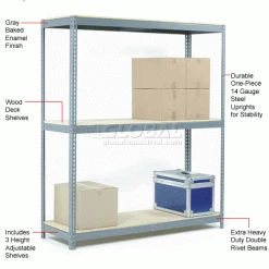 Global Industrial Wide Span Rack 60Wx36Dx60H, 3 Shelves Wood Deck 1200 Lb Cap. Per Level, Gray 22 Global Industrial Wide Span Rack 60Wx36Dx60H, 3 Shelves Wood Deck 1200 Lb Cap. Per Level, Gray -Shelving Sales Store 601750 1wco 5