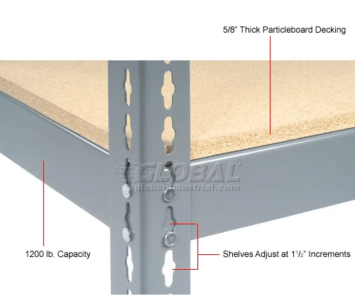 Global Industrial Wide Span Rack 60Wx36Dx96H, 3 Shelves Wood Deck 1200 Lb Cap. Per Level, Gray 11 Global Industrial Wide Span Rack 60Wx36Dx96H, 3 Shelves Wood Deck 1200 Lb Cap. Per Level, Gray - Image 11