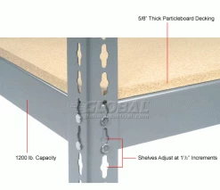 Global Industrial Wide Span Rack 60Wx24Dx96H, 3 Shelves Wood Deck 1200 Lb Cap. Per Level, Gray 25 Global Industrial Wide Span Rack 60Wx24Dx96H, 3 Shelves Wood Deck 1200 Lb Cap. Per Level, Gray -Shelving Sales Store 601750 3wco 7