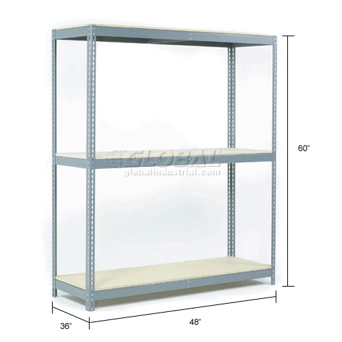 Global Industrial Wide Span Rack 48Wx36Dx60H, 3 Shelves Wood Deck 1200 Lb Cap. Per Level, Gray 13 Global Industrial Wide Span Rack 48Wx36Dx60H, 3 Shelves Wood Deck 1200 Lb Cap. Per Level, Gray - Image 13