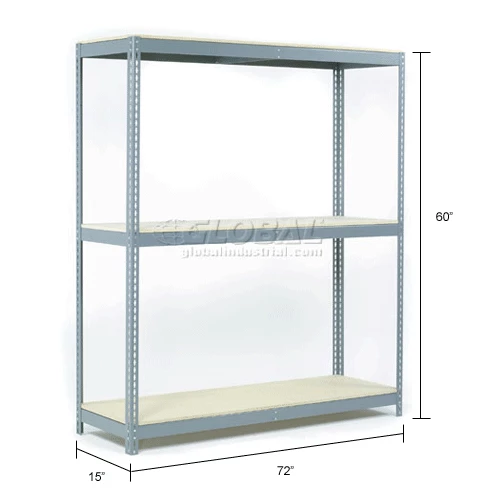 Global Industrial Wide Span Rack 72Wx15Dx96H, 3 Shelves Wood Deck 900 Lb Cap. Per Level, Gray 13 Global Industrial Wide Span Rack 72Wx15Dx96H, 3 Shelves Wood Deck 900 Lb Cap. Per Level, Gray - Image 13
