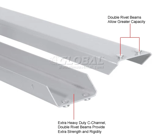 Global Industrial Additional Level For Wide Span Rack 96"W x 48"D Wood Deck 800 Lb Capacity - Gray 13 Global Industrial Additional Level For Wide Span Rack 96"W x 48"D Wood Deck 800 Lb Capacity - Gray - Image 13