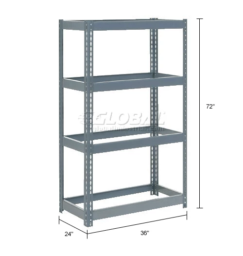 Global Industrial Extra Heavy Duty Shelving 36"W x 24"D x 72"H With 4 Shelves, No Deck, Gray 15 Global Industrial Extra Heavy Duty Shelving 36"W x 24"D x 72"H With 4 Shelves, No Deck, Gray - Image 15
