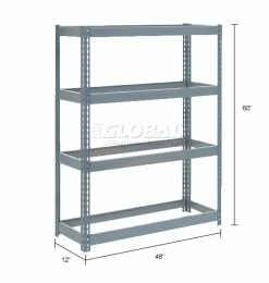 Global Industrial Extra Heavy Duty Shelving 48"W x 12"D x 72"H With 4 Shelves, No Deck, Gray 30 Global Industrial Extra Heavy Duty Shelving 48"W x 12"D x 72"H With 4 Shelves, No Deck, Gray -Shelving Sales Store 601869 dim
