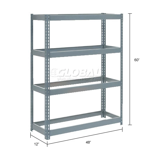 Global Industrial Extra Heavy Duty Shelving 48"W x 12"D x 72"H With 4 Shelves, No Deck, Gray 15 Global Industrial Extra Heavy Duty Shelving 48"W x 12"D x 72"H With 4 Shelves, No Deck, Gray - Image 15