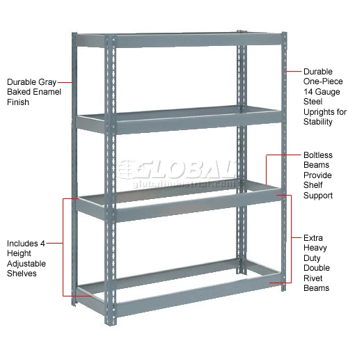 Global Industrial Extra Heavy Duty Shelving 48"W x 18"D x 60"H With 4 Shelves, No Deck, Gray 11 Global Industrial Extra Heavy Duty Shelving 48"W x 18"D x 60"H With 4 Shelves, No Deck, Gray - Image 11
