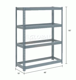 Global Industrial Extra Heavy Duty Shelving 48"W x 18"D x 60"H With 4 Shelves, No Deck, Gray 30 Global Industrial Extra Heavy Duty Shelving 48"W x 18"D x 60"H With 4 Shelves, No Deck, Gray -Shelving Sales Store 601870 dim